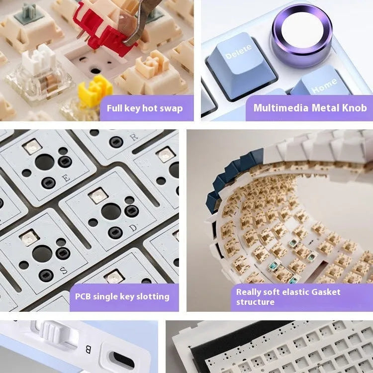 Wireless mechanical keyboard with RGB lighting and hot-swappable switches