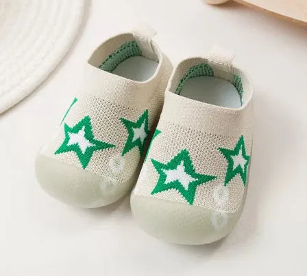 Baby soft sole non-slip walking shoes with breathable cotton upper and natural rubber sole in multiple colours