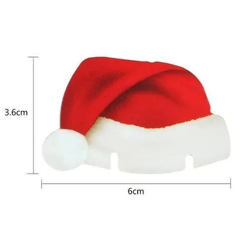 Set of 10 red Santa hat covers for wine glasses, non-woven fabric, 6x3.6 cm