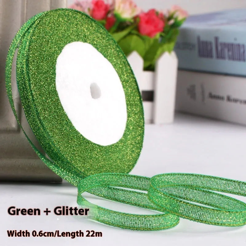 Roll of 0.6cm wide polyester gift ribbon in a choice of colours, with 22 metres per roll.