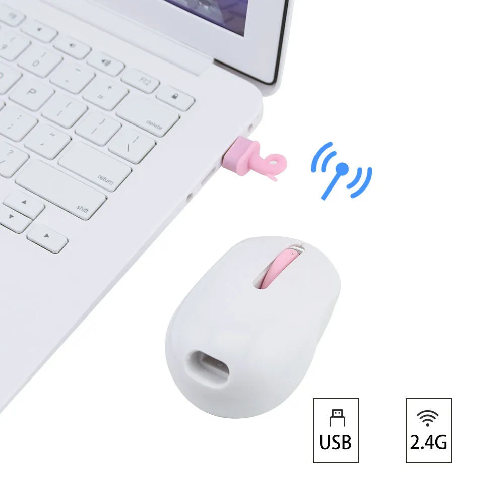 Pink wireless silent mouse with compact 96x60x40mm size and optical sensor