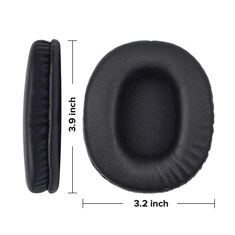 Black soft PU leather headphone covers for Sony 1R headphones, shown as a two-piece set.