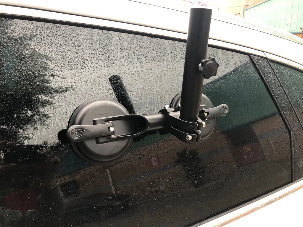 Black off-road car sucker base with round suction cup for vehicle window mounting