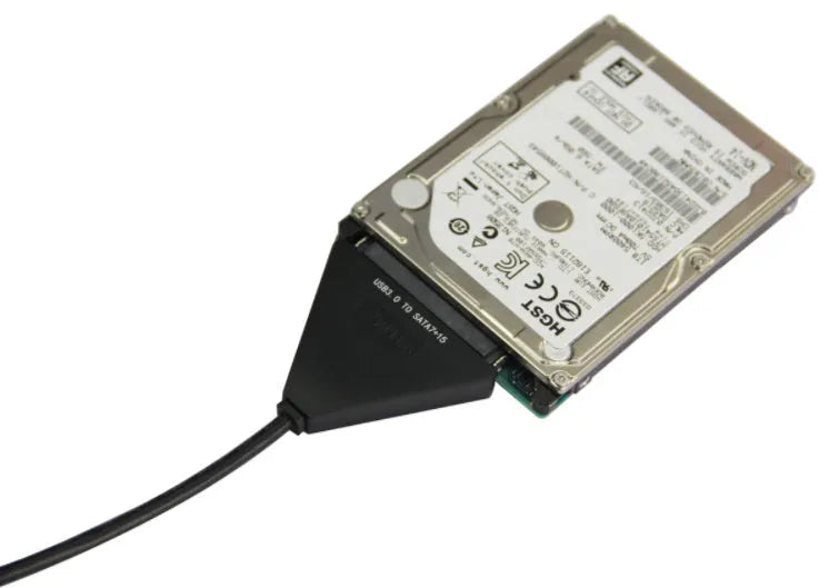 Black USB 3.0 to SATA 7+15 pin external hard drive adapter cable for 2.5 and 3.5 inch drives.