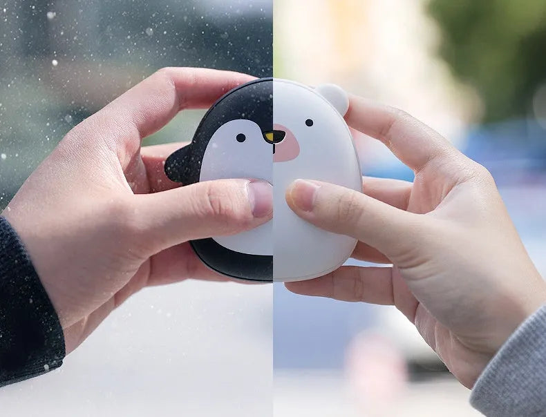 Cartoon penguin and polar bear USB rechargeable electric hand warmer with power bank function