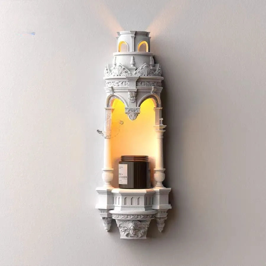 Gypsum aromatherapy wall lamp with halogen bulb and warm light for altar and corridor