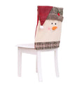 Christmas chair cover set showing Santa Claus and Snowman designs sized 51cm by 48cm with Santa hats measuring 60cm by 50cm