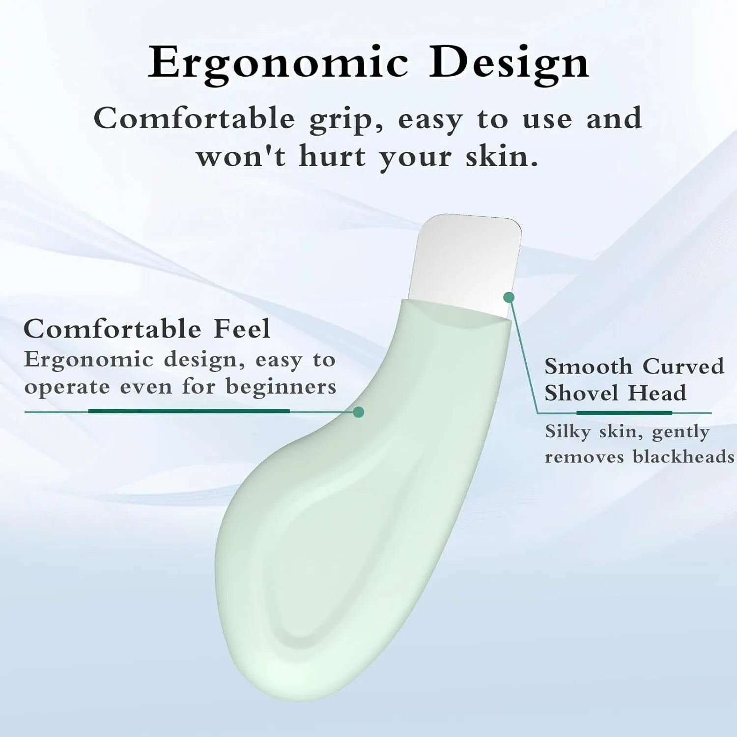 Stainless steel pore scraper face spatula blackhead removal tool with a non-slip handle.