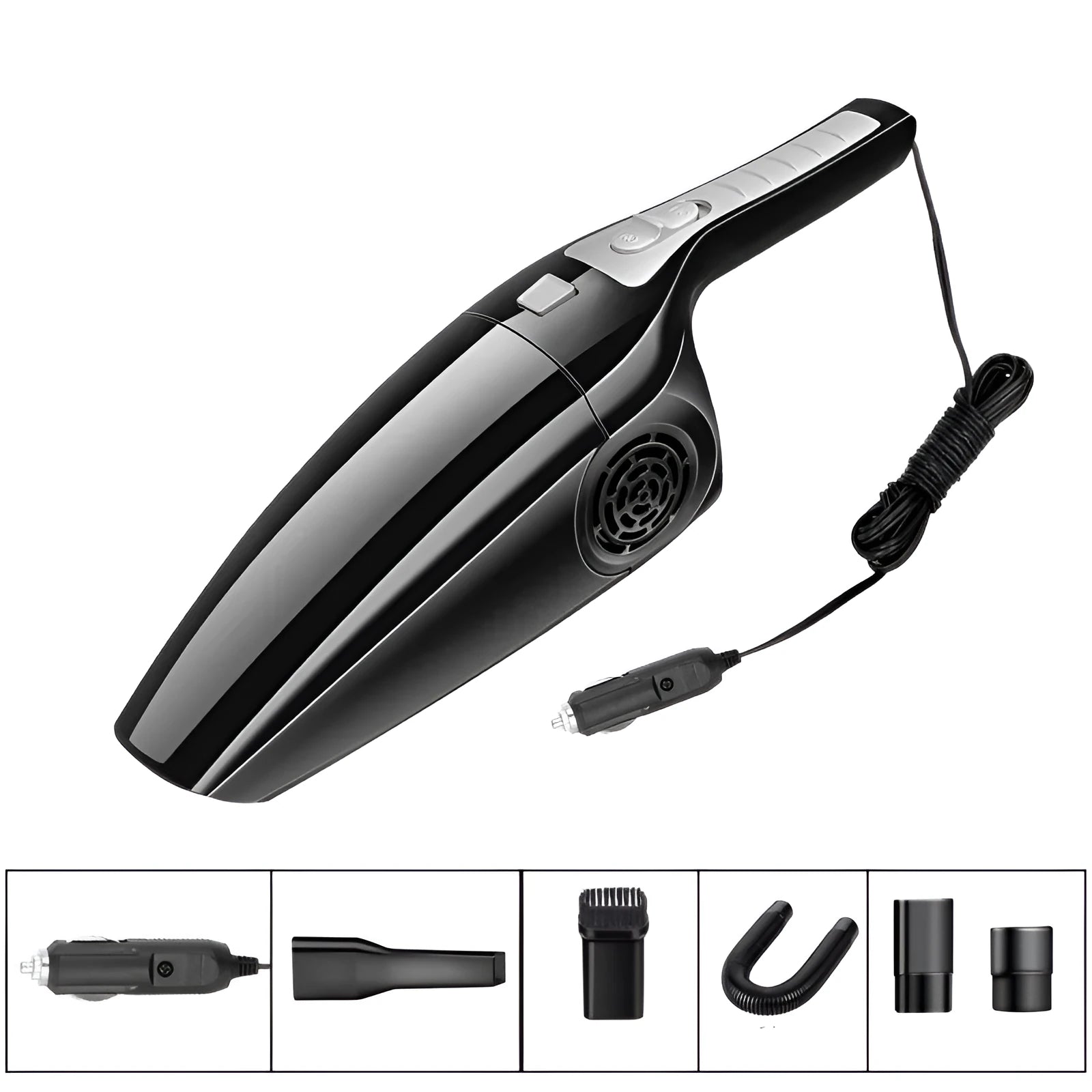 High Power Hypa car vacuum cleaner with cigarette lighter plug in black and orange