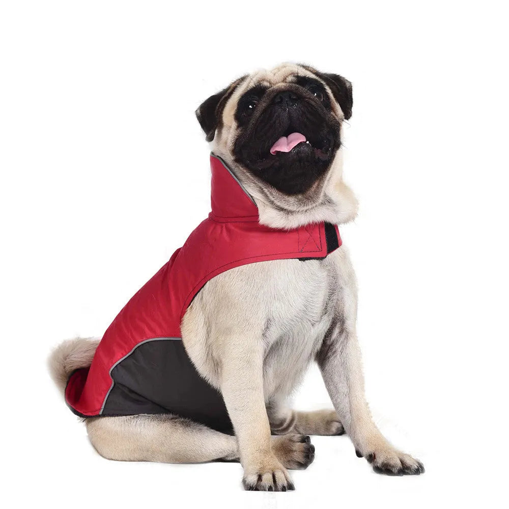Waterproof vest jacket dog clothes in dark blue, suitable for autumn and winter outdoor use