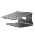 Aluminium notebook cooling bracket in grey colour with rotary adjustment mechanism.