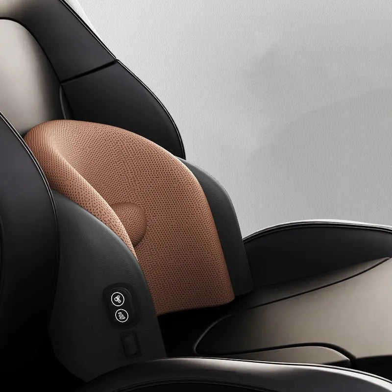 Car massage cushion with memory cotton construction and electric massage function for neck and waist support