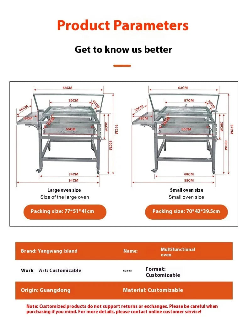 Large foldable portable charcoal BBQ grill and stove for courtyard use.