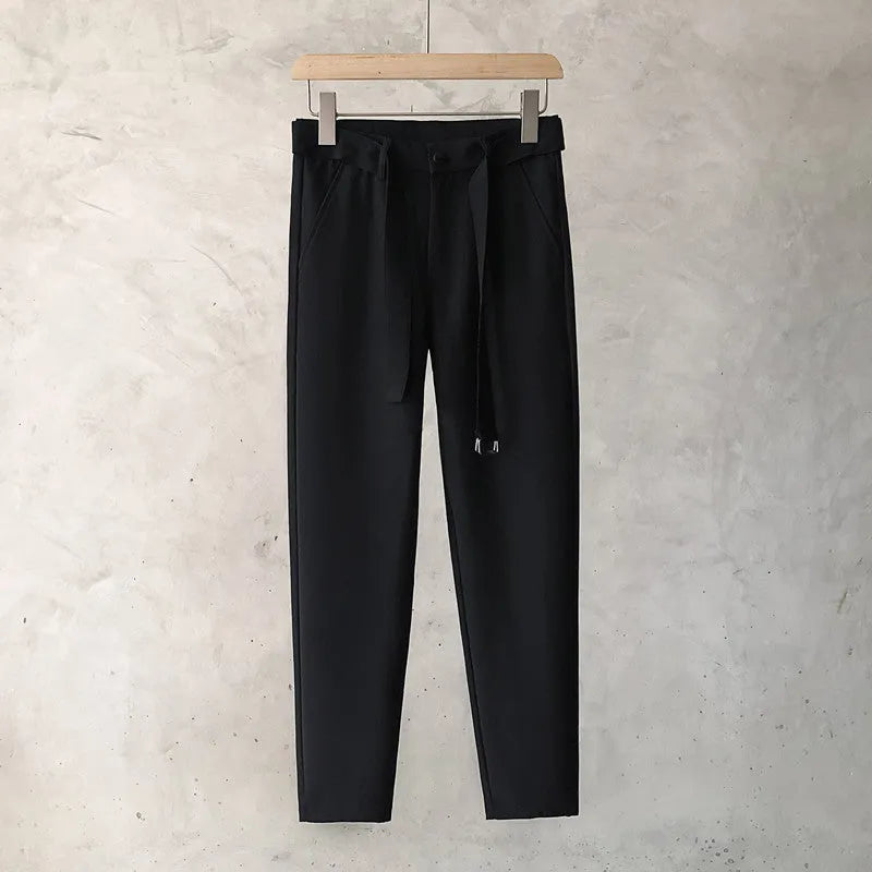 Boys slim straight wool trousers in tapered business casual style