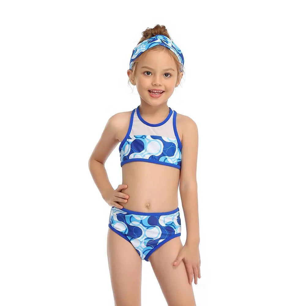 Nylon parent-child swimwear set in leopard print with matching adult and child sizes