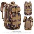 Large khaki hiking backpack with air pillow belt system shown for off-road use.