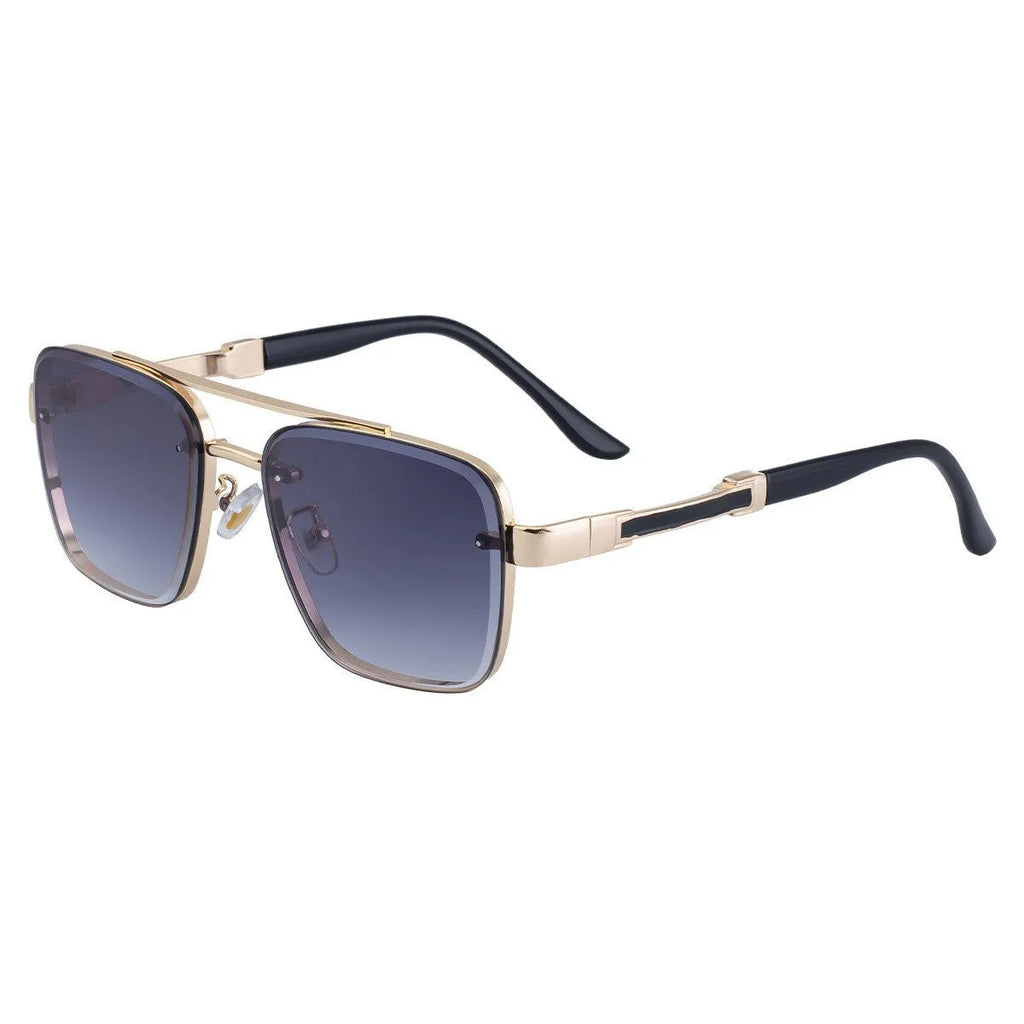 Men's vintage sunglasses with gold frame and gradient lenses for UV protection