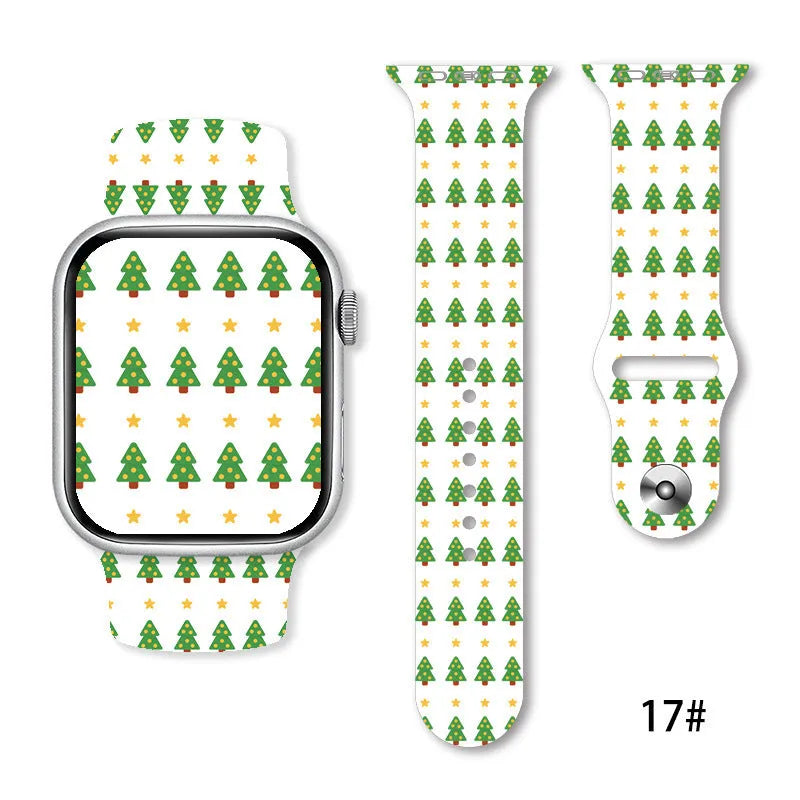 Christmas silicone watch strap in solid colour style 01, fitting 38-49mm watch cases with push-pin fitting