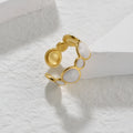 Adjustable stainless steel geometric ring with electroplated finish for women