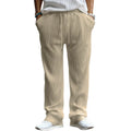 Men's straight-leg casual trousers in Army Green colour, showing high waist and loose fit.