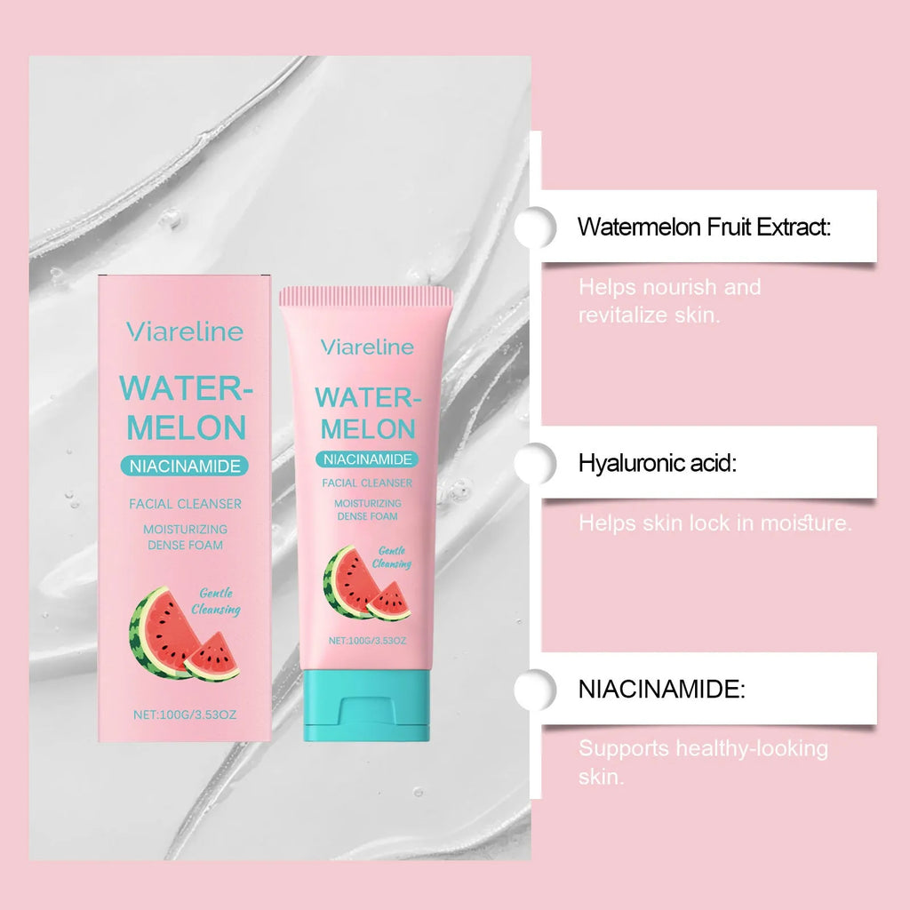 Watermelon Foam Facial Cleanser tube 100g for acne-prone skin plastic packaging