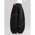 Black straight-leg denim trousers with micro-elastic fabric for autumn and winter casual wear