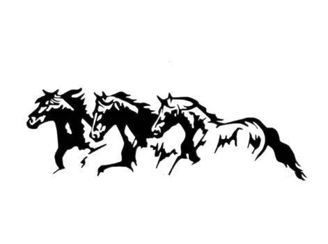 Black steed design car decal sticker measuring 25cm by 8cm on a white background.
