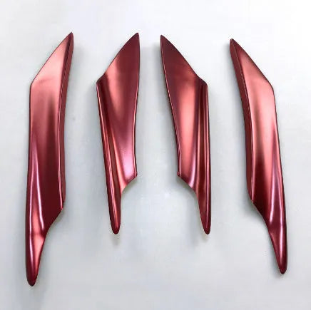 Set of four ABS plastic automotive bumper blade spoilers in carbon fibre finish
