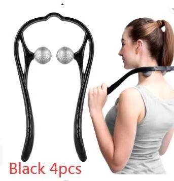 Plastic hand massage roller with adjustable width stand and 3D floating-point design for neck and shoulder pressure point therapy