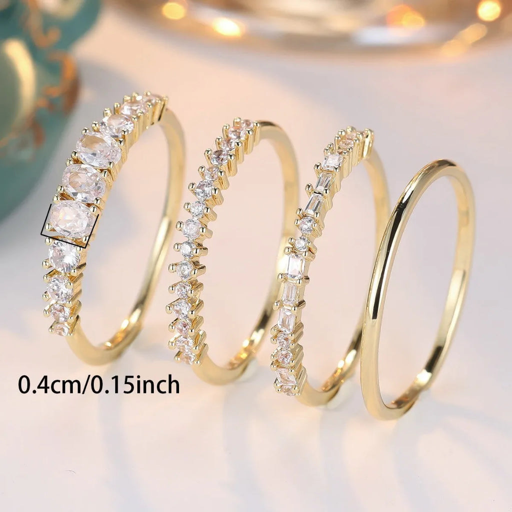 Round copper ring set with cubic zirconium electroplated finish in gold white diamond colour unisex style