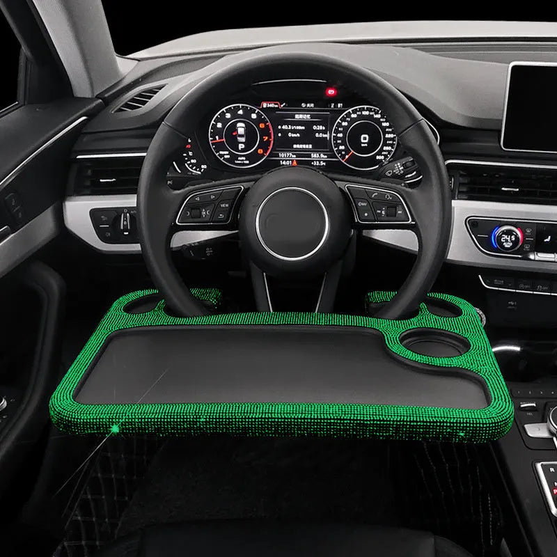 Car steering wheel diamond inlaid dinner plate, 43x29cm, high-precision water drill material, with diamond colour finish