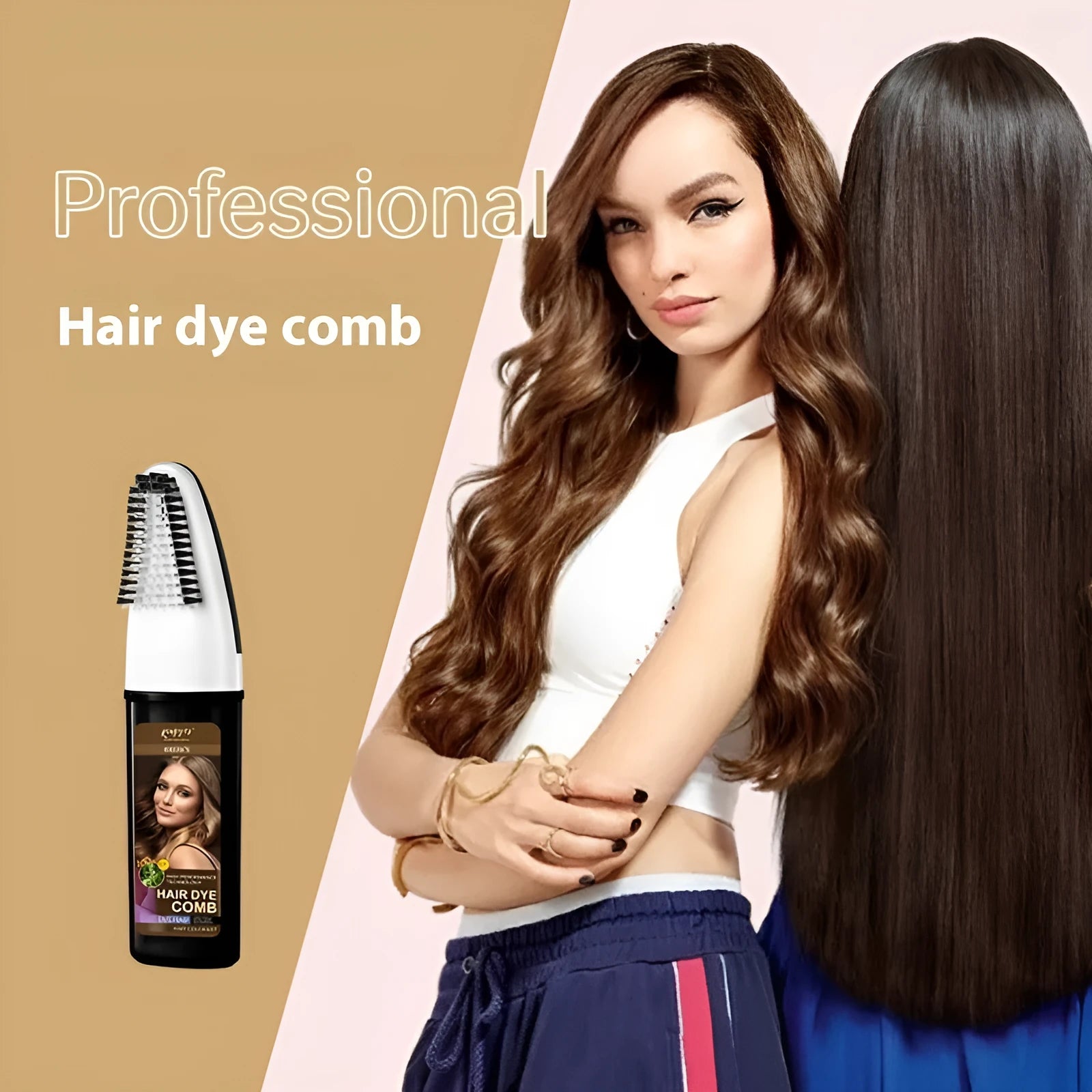 Easy Coloring Comb hair dye bottle with attached applicator brush in Brown, Wine Red, and Dark Brown options