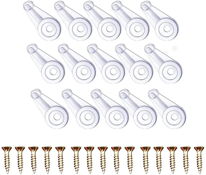 Plastic mirror clip for glass cabinet and wardrobe mirror fixing, transparent or brown, pack of 50