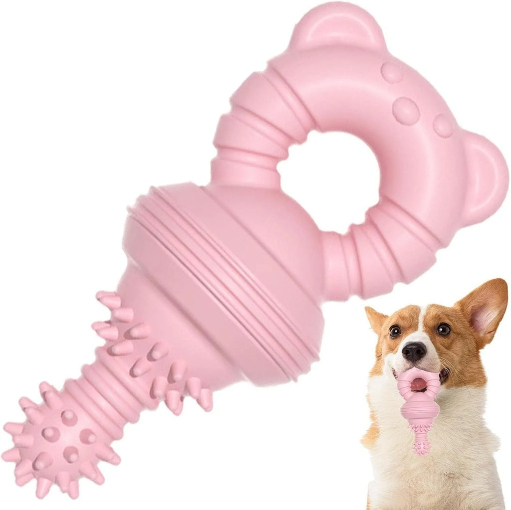 Blue rubber molar clean dog chew toy with textured surface for large breed pets
