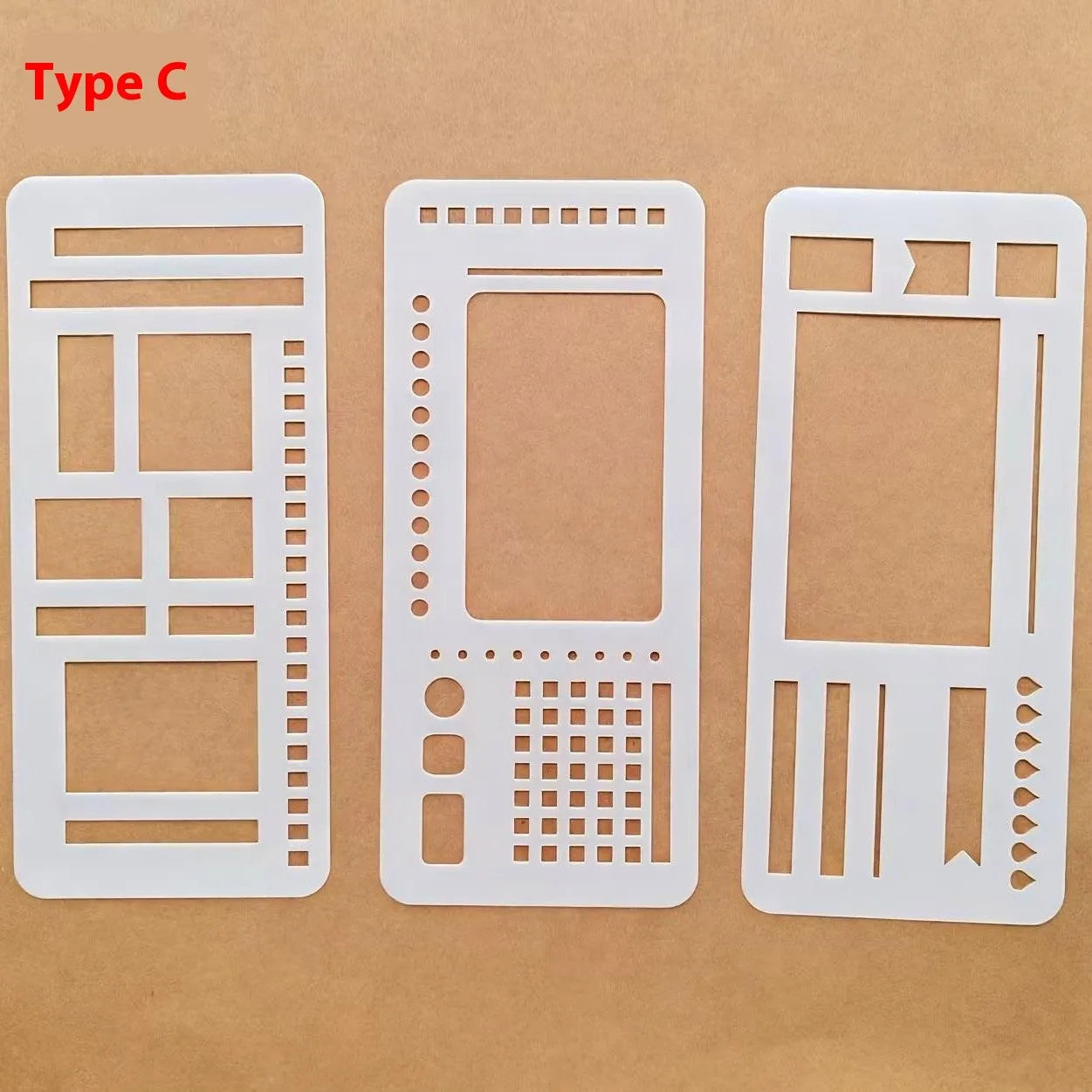 White PVC 3-pack plan template set with Type A, Type B, and Type C layouts