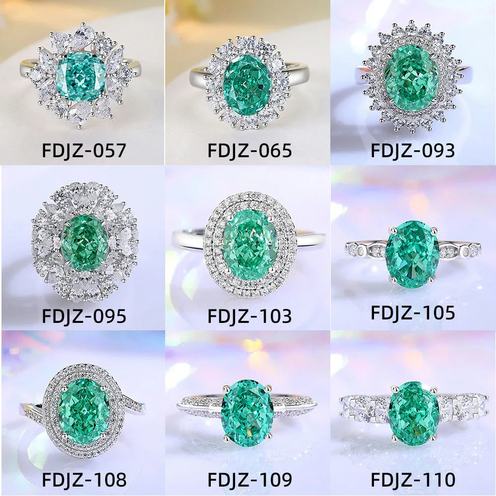 Geometric S925 sterling silver women's ring with emerald and inlaid high carbon diamonds in Palai Bahao style.
