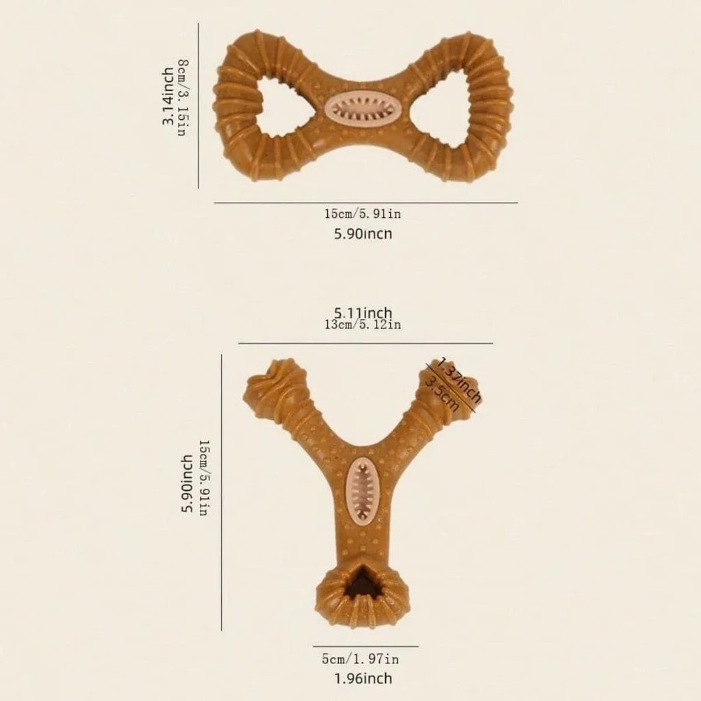 Durable natural coloured dog chew toy in 8-shape and Y-shape for medium to large breeds