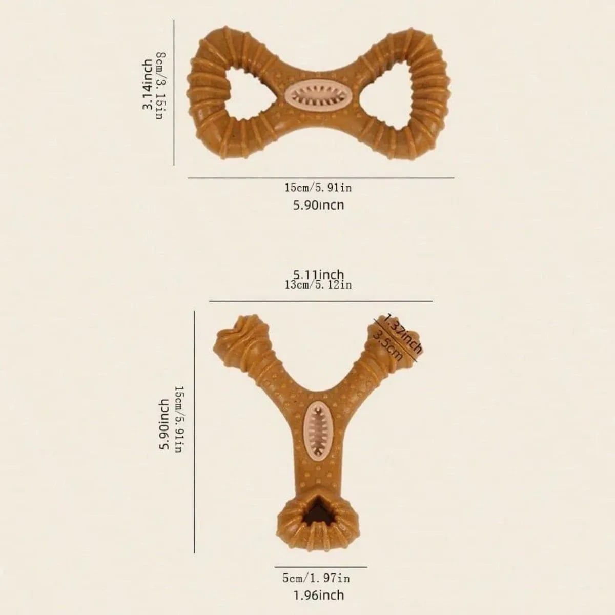 Durable natural coloured dog chew toy in 8-shape and Y-shape for medium to large breeds