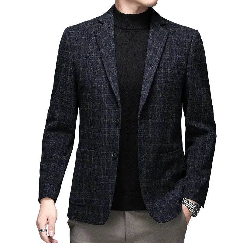 Men's solid colour loose fit winter jacket in grey, shown with long sleeves and round hem.