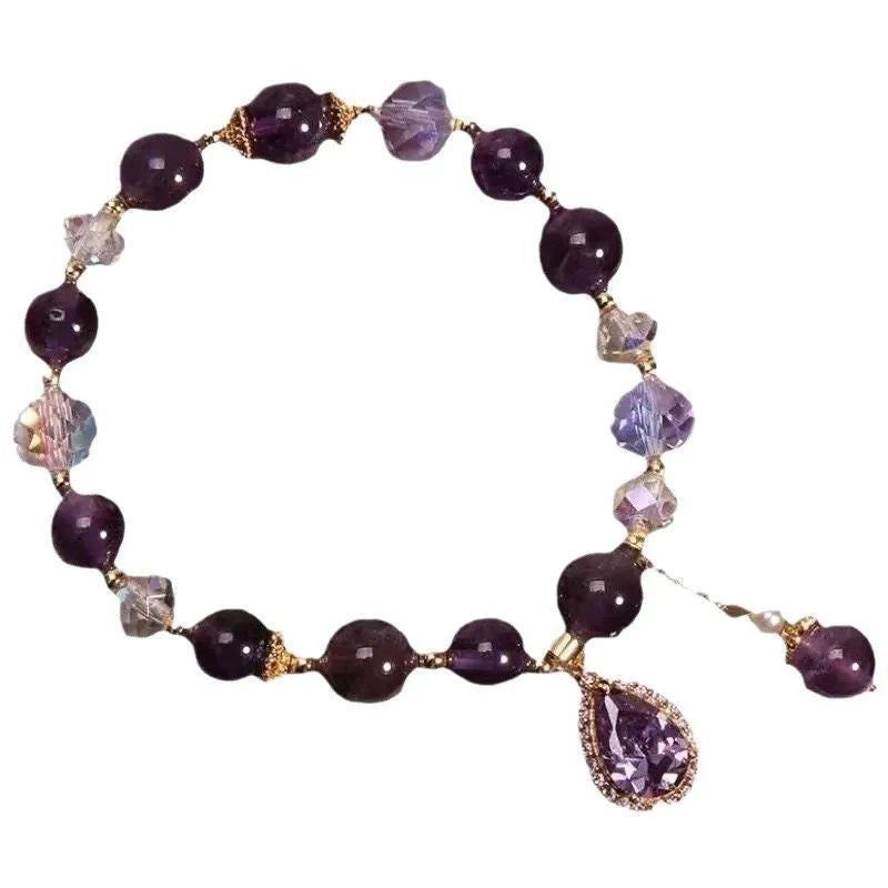 Purple amethyst bracelet for women with micro-inlay crystal processing