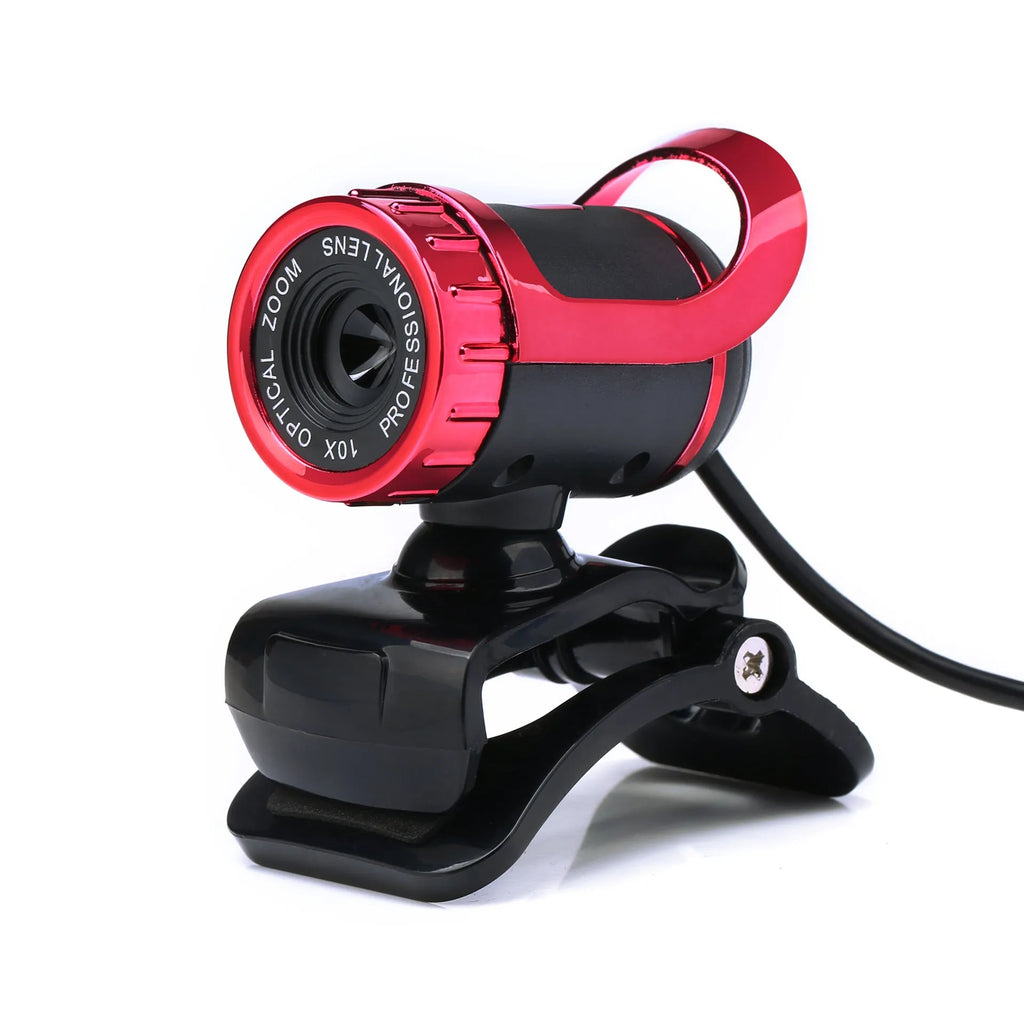 Computer video USB camera with built-in sound-absorbing microphone in black and silver, 640x480 resolution, glass lens, 140cm cable