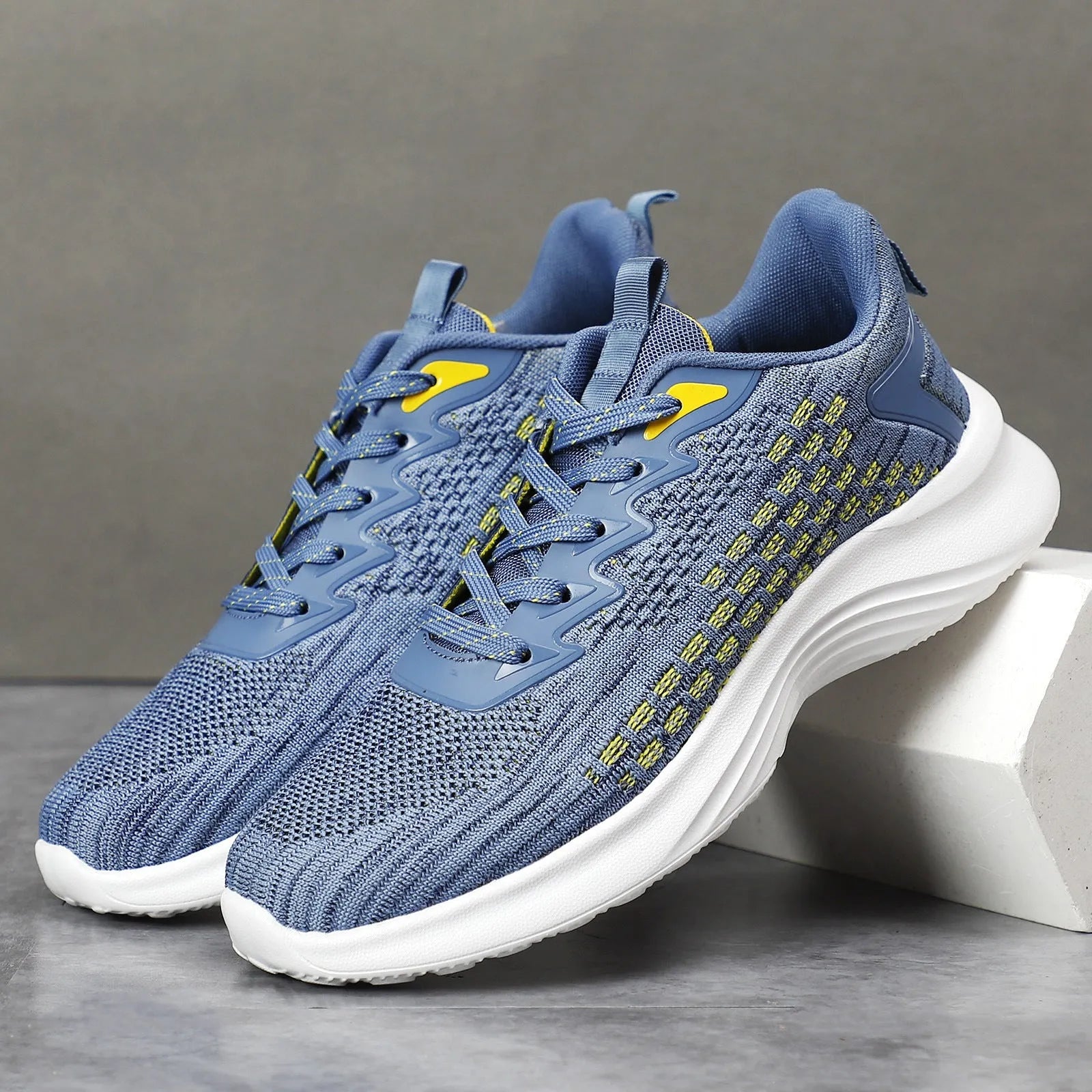 Women's Lavender Purple Flyknit running shoes with striped pattern and mesh lining on white background