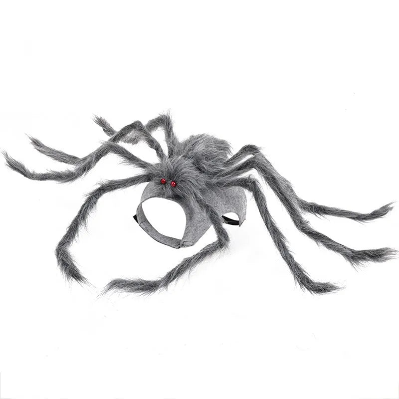 Halloween pet costume with big spider design for dogs and cats in grey, brown, black, purple