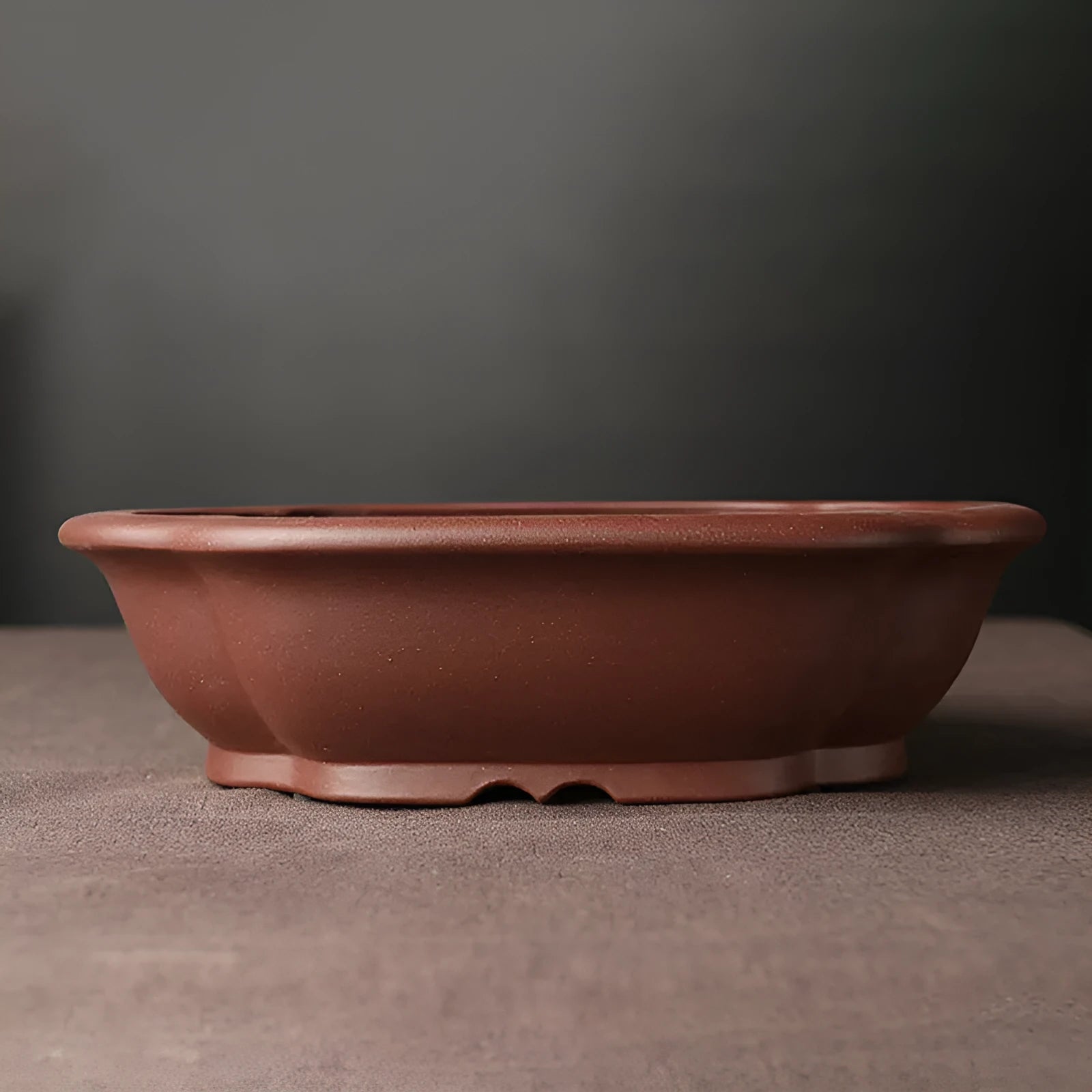 Handmade purple clay bonsai basin in classical plain Chinese style