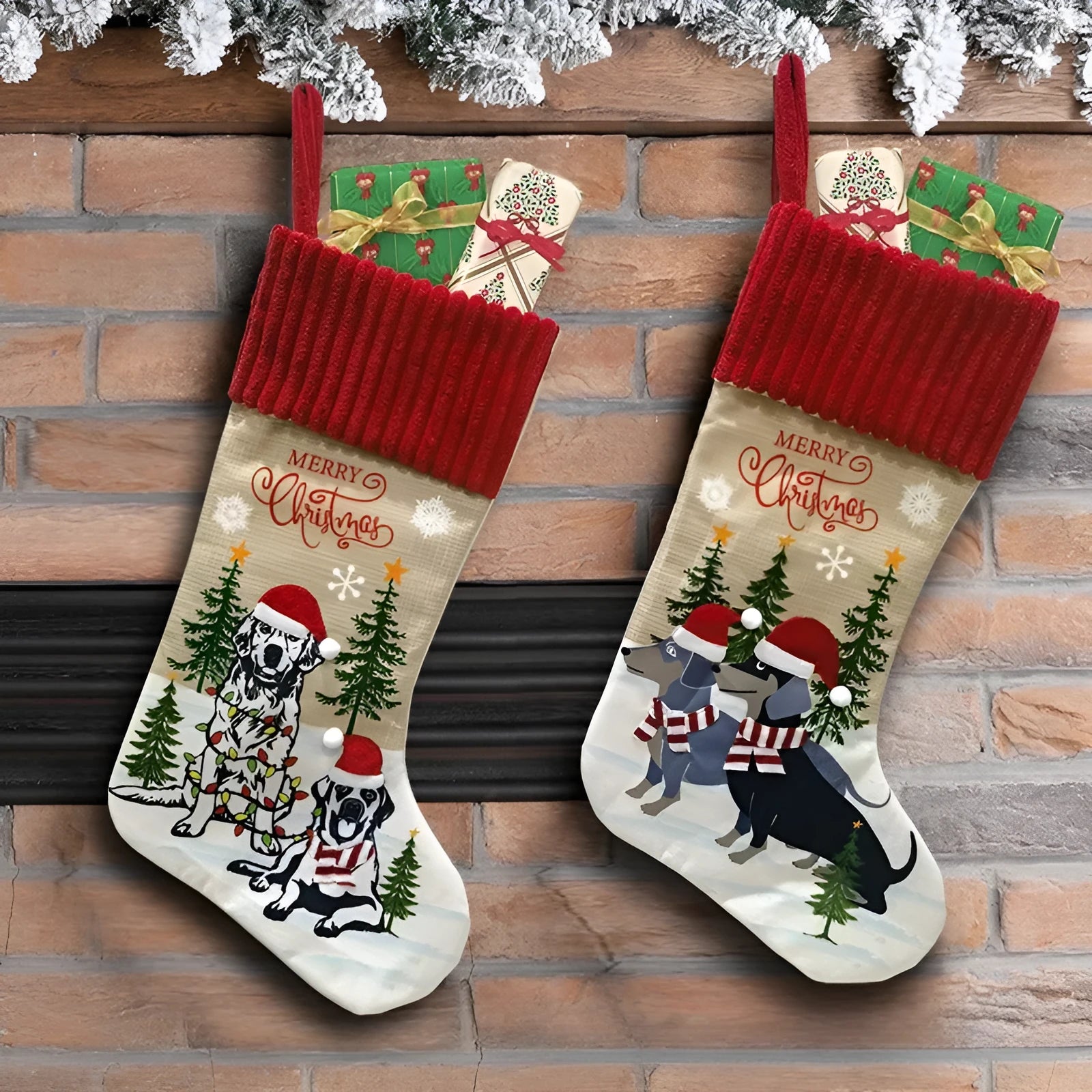 46x28cm cloth Christmas tree pendant gift bag for pet holiday decoration