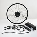 Lithium electric bicycle conversion kit with 36V 250W motor, controller, handlebar, and brake lever in black