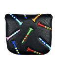 Black and white PU leather square putter head protective sleeve for golf