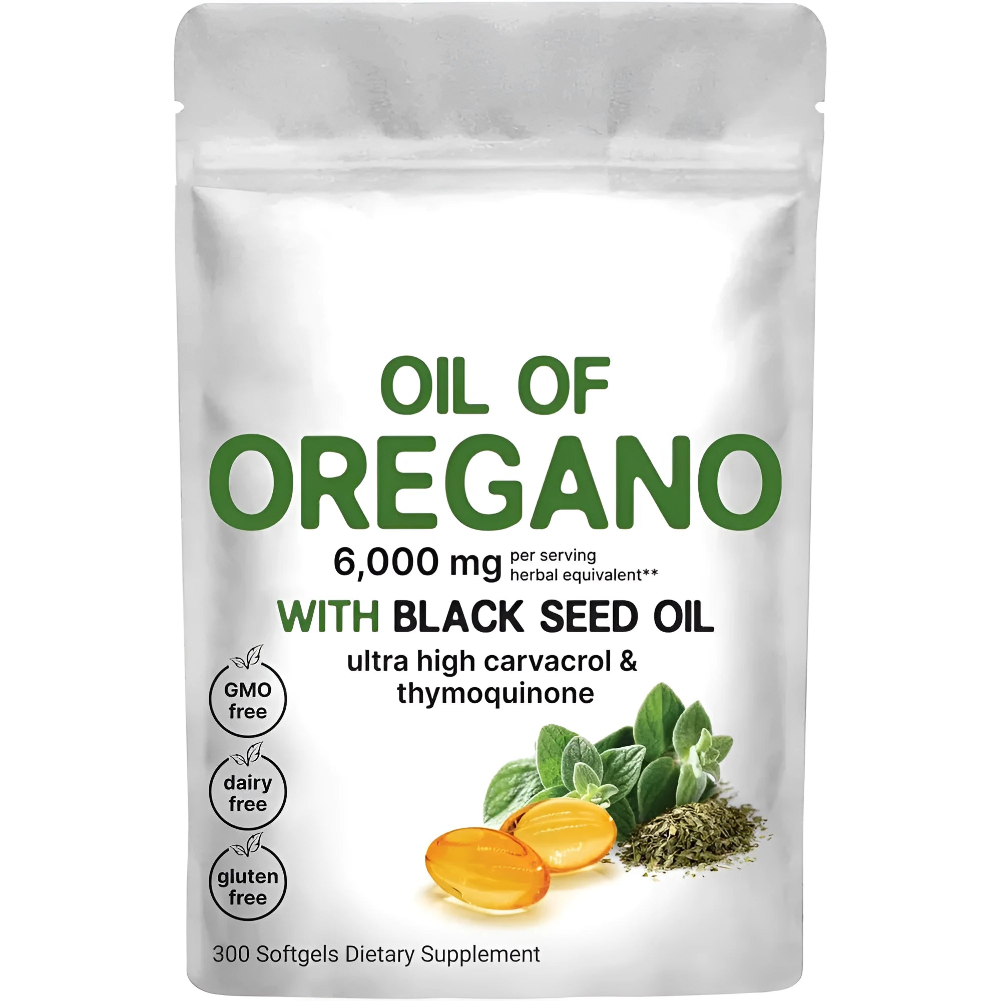 Butter black seed oil soft gel capsules in sealed packaging showing 180 or 300 tablet options
