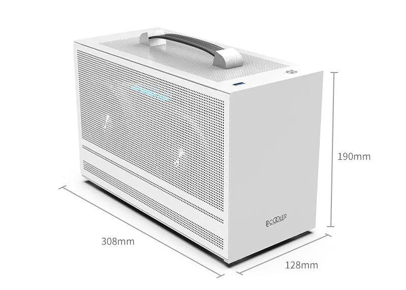Hummingbird PRO compact ITX desktop PC chassis in titanium grey or white.