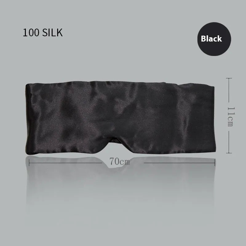Mulberry silk sleep eye mask in multiple colours including black, gold, green, blue, pink, grey, and white.